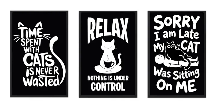 Funny Cat Quote (3 pcs set)