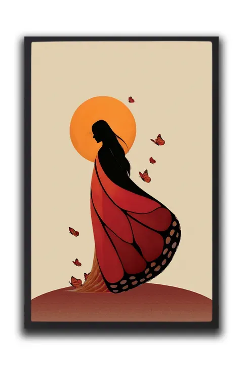 Woman with Butterfly Wings Minimalist Art | one Piece Frame