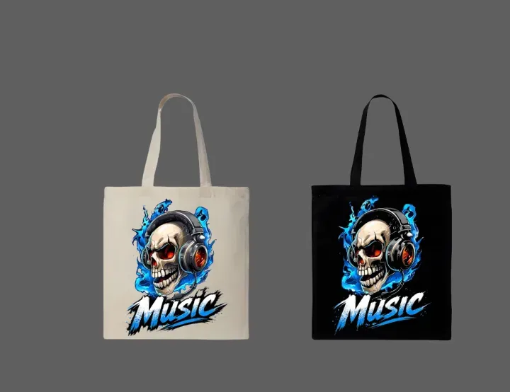 Blue Flame Skull with Headphones